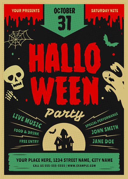 Retro Halloween Party Flyer 1