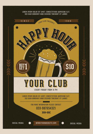 Vintage Happy Hour Flyer