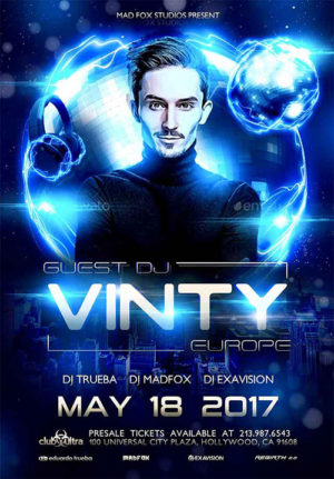 Futuristic Electro EDM Guest Dj Party Flyer