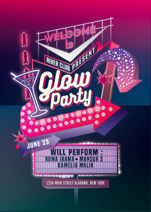 Glow Party Neon Sign Flyer