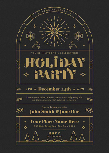 Gold Deco Holiday Event Flyer