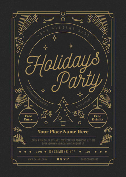 Gold Holiday Party Flyer