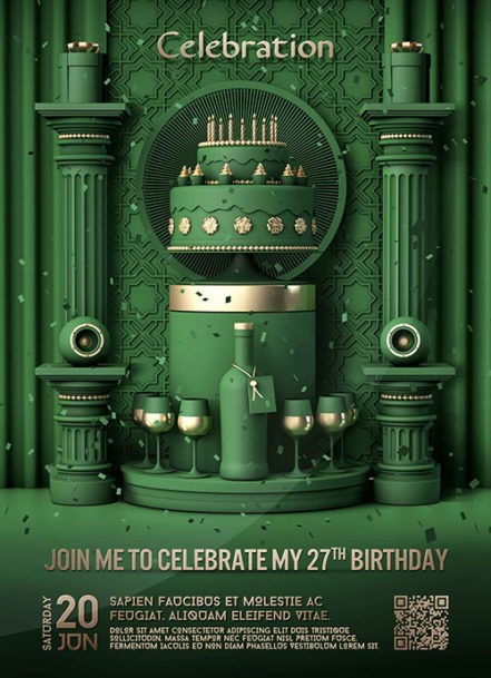 Green Vip Birthday Flyer