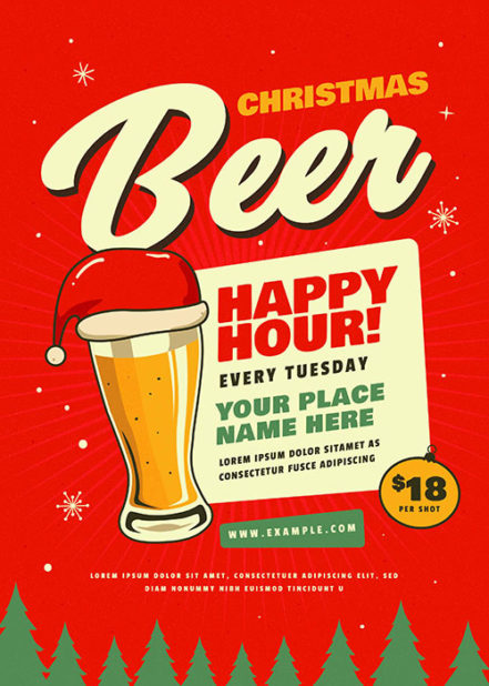 Retro Christmas Beer Party Flyer