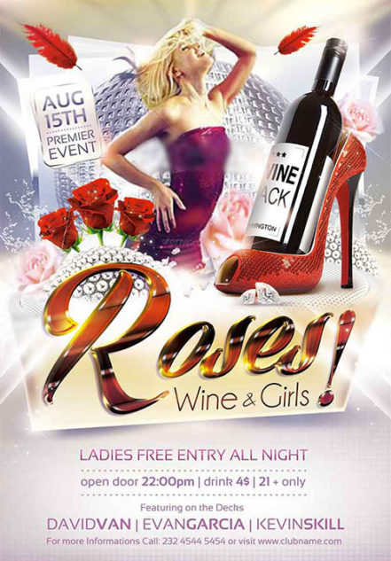 Roses Wine And Girls Flyer