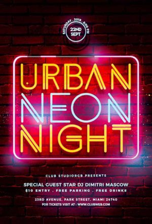 Urban Neon Party Flyer 22