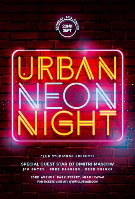Urban Neon Party Flyer 22