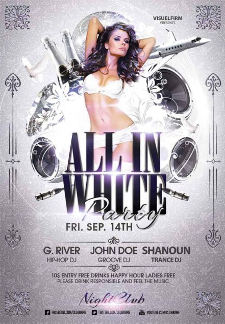 All In White Party Flyer