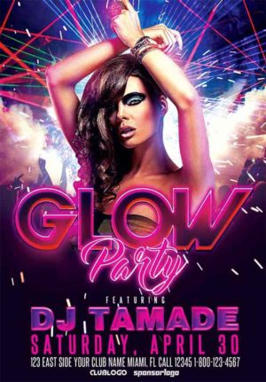 Glow Party And Club Flyer