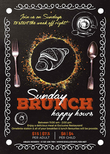 Sunday Brunch Happy Hours Flyer