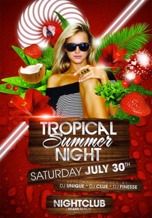 Tropical Summer Night Party Flyer 1