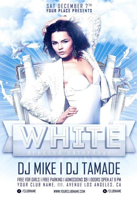 White Dressed Saturdays Flyer