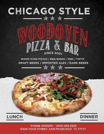 Wood Oven Pizza Menu Flyer A