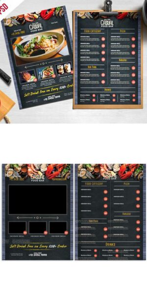 Chalkboard Style Food Menu