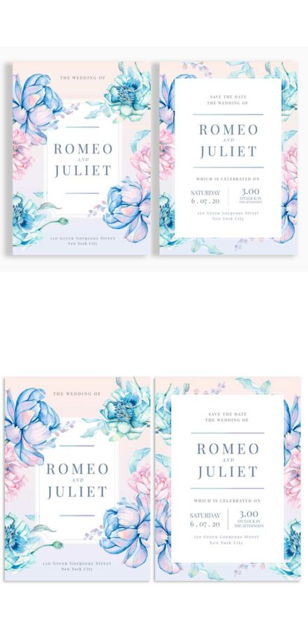 Floral wedding invitation EF