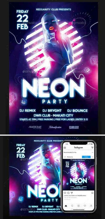 Neon Party Flyer 3