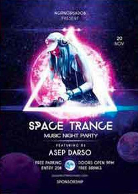 Space Trance Music night party flyer