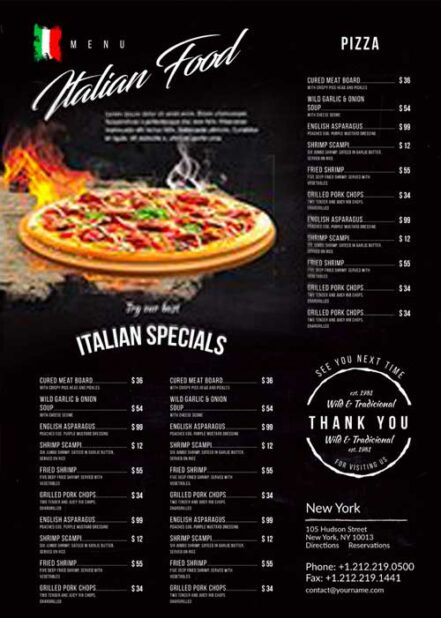 Elegant Pizza Food Menu A3