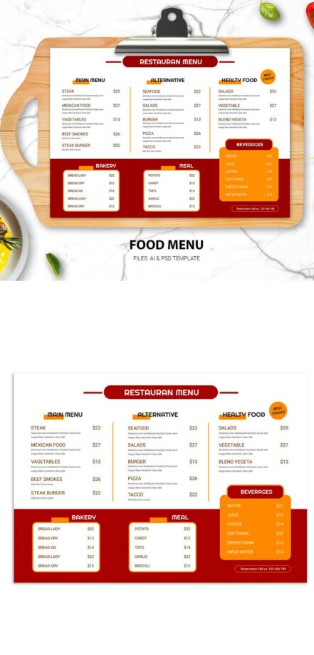 A3 Minimalist Food Menu 5Q