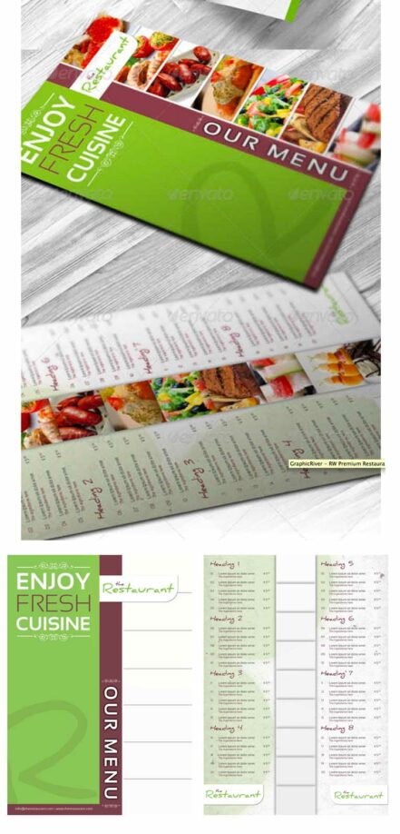 Fresh Restaurant A4 Menu Card