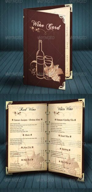 Hotel Restaurant Wine Card A4