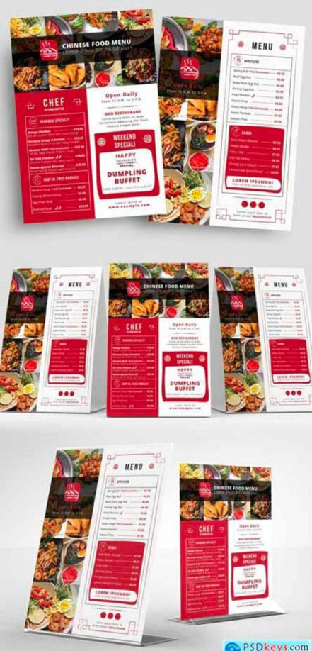 Red and White Takeout Menu