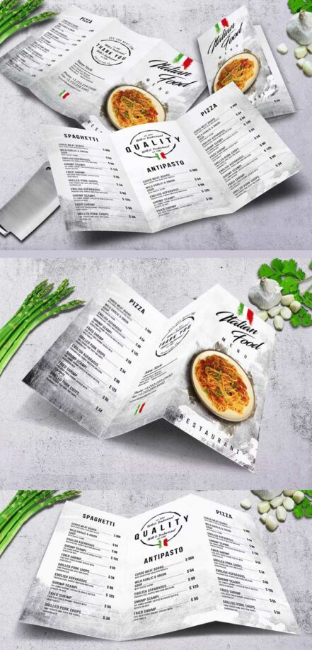 Trifold Brochure Italian Food Menu V2