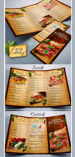 Trifold Brochure Italian Food Menu V3