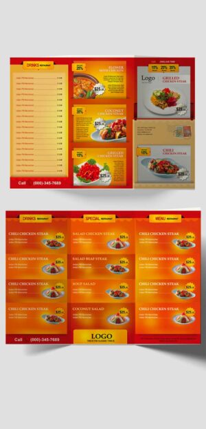 Trifold Brochure Menu Restaurant 1