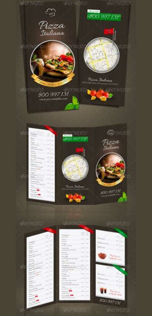 Trifold Brochure Pizza Restaurant Menu