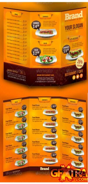 Trifold Brochure Restaurant Cafe Menu