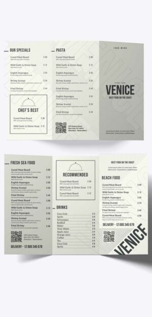 Trifold Brochure Simple Elegant Menu