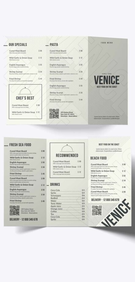 Trifold Brochure Simple Elegant Menu