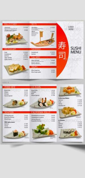 Trifold Brochure Sushi Menu