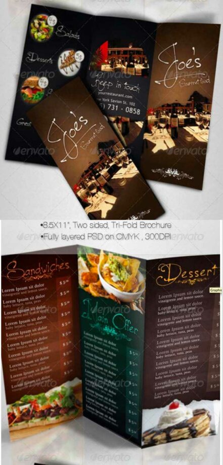 Trifold Brochure Tasty Restaurant Menu 34