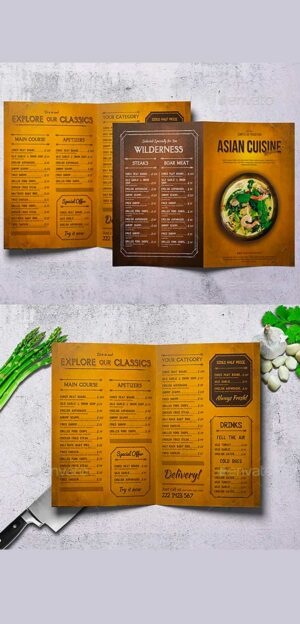 Bifold Brochure Asian Food Menu