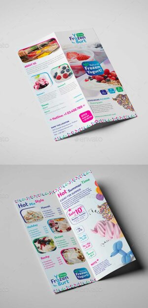 Bifold Brochure Frozen Yogurt Shop Take Out DL