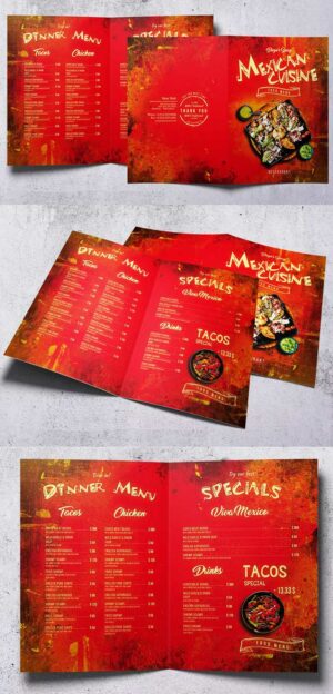 Bifold Brochure Mexican Food Menu V3