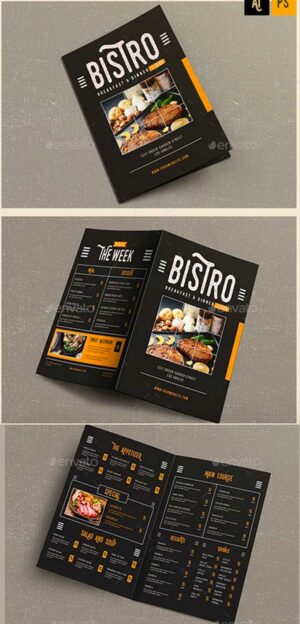 Bifold Brochure Rustic Restaurant Menu 1