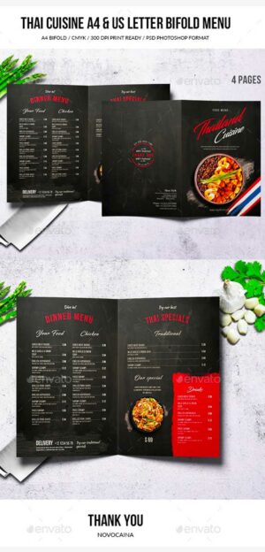 Bifold Brochure Thai Cuisine Menu 1