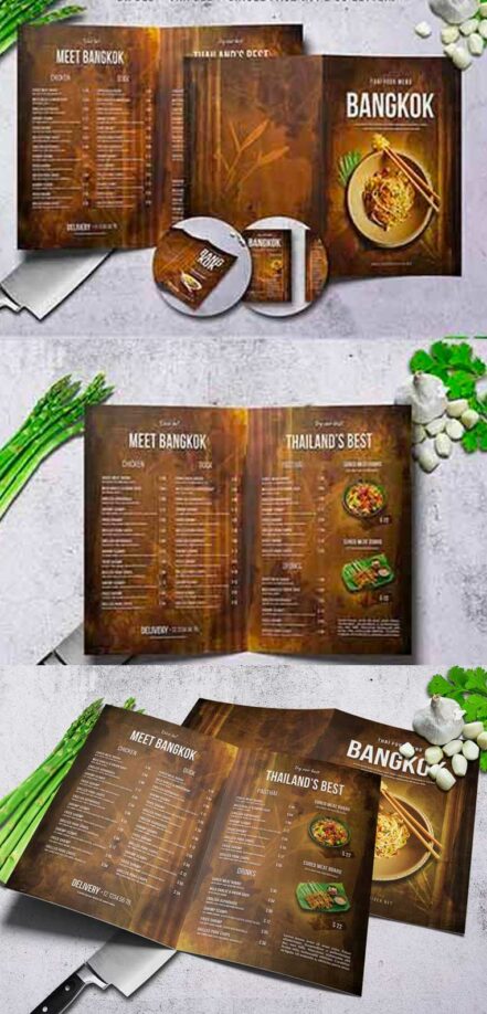 Bifold Brochure Thai Food Menu 1