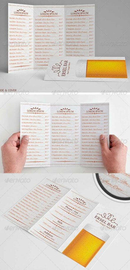 Trifold Brochure Beer Menu