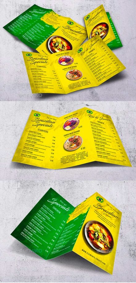 Trifold Brochure Brazilian Food Menu