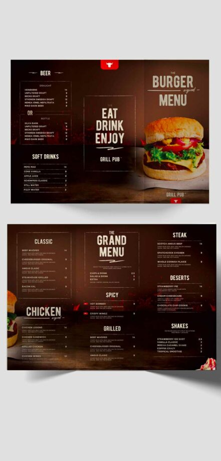 Trifold Brochure Burger Menu 1