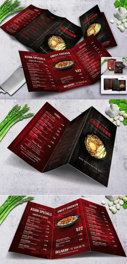 Trifold Brochure Chinese A4 Food Menu V3