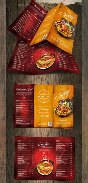 Trifold Brochure Curry Indian Food Menu