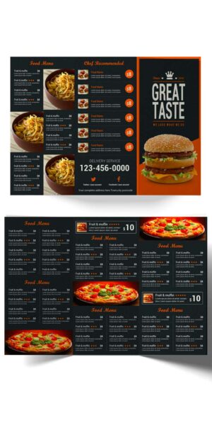 Trifold Brochure Fast Food Menu