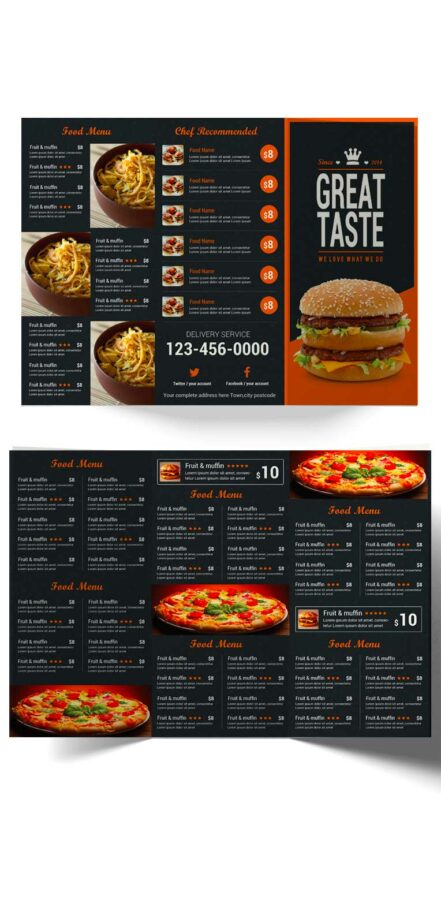 Trifold Brochure Fast Food Menu