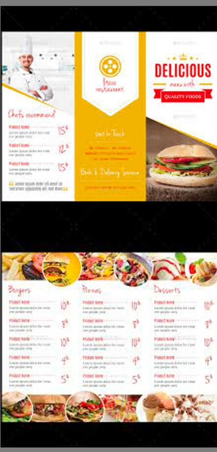 Trifold Brochure Food Menu 2