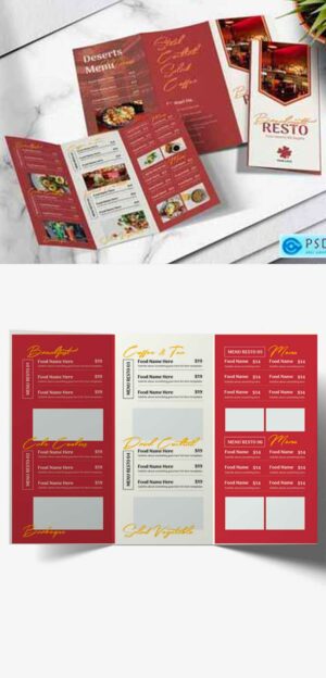 Trifold Brochure Food Menu V4